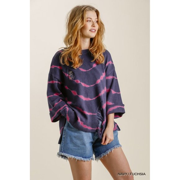 Umgee Distressed Tie Dye Sweater - Picture 4 of 6